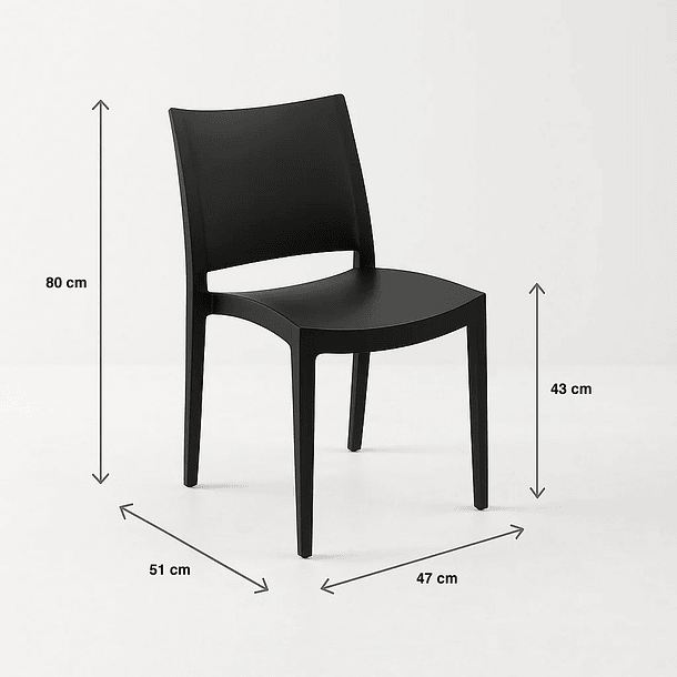 Silla de Terraza Exterior tipo Restaurante - Negra 5