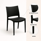 Silla de Terraza Exterior tipo Restaurante - Negra 6