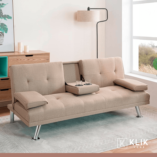 Sofá Cama Apoyabrazos - Lino Beige 3
