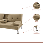 Sofá Cama Apoyabrazos - Lino Beige 4