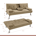 Sofá Cama Apoyabrazos - Lino Beige 6