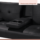 Sofá Cama Apoyabrazos - Ecocuero negro 8