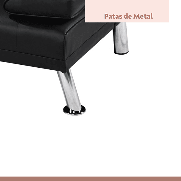 Sofá Cama Apoyabrazos - Ecocuero negro 11