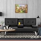 Sofá Cama Apoyabrazos - Ecocuero negro 12