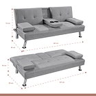 Sofá Cama Apoyabrazos - Lino Gris 6