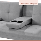 Sofá Cama Apoyabrazos - Lino Gris 8