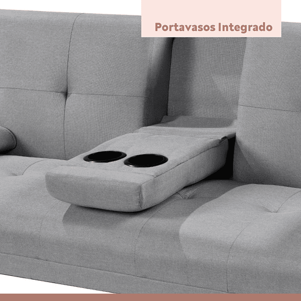 Sofá Cama Apoyabrazos - Lino Gris 8