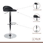 Taburete Piso de Bar Ajustable Acolchado Comfy - Negro 5