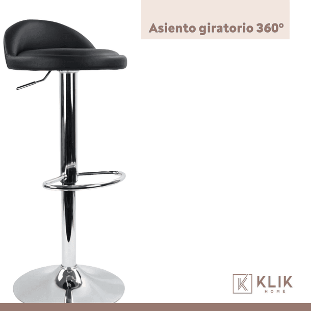 Taburete Piso de Bar Ajustable Acolchado Comfy - Negro 7