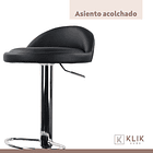 Taburete Piso de Bar Ajustable Acolchado Comfy - Negro 8