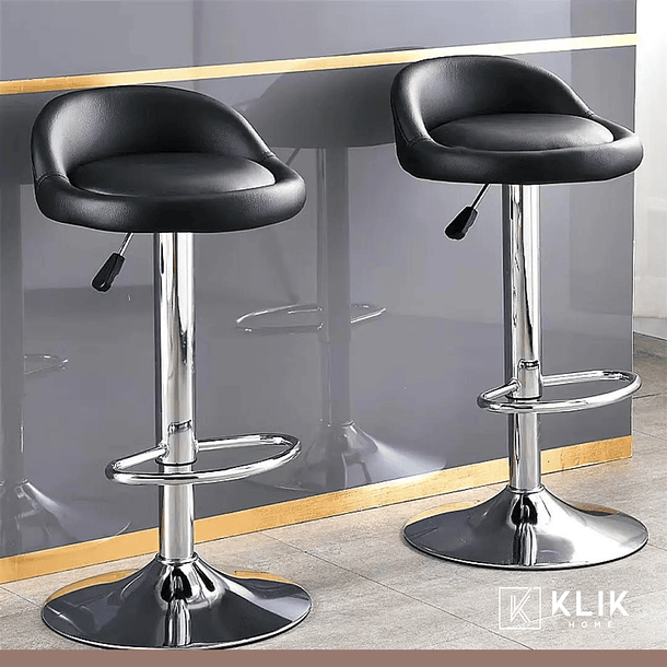 Taburete Piso de Bar Ajustable Acolchado Comfy - Negro 11