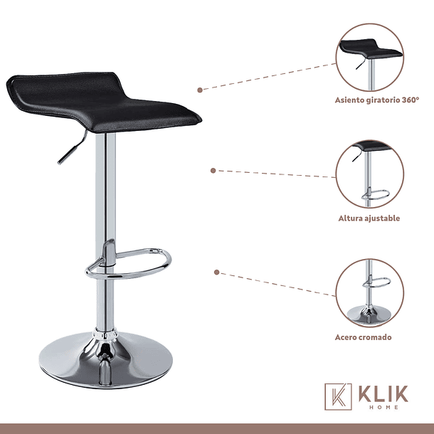 Taburete Piso de Bar Ajustable Simply - Negro 4