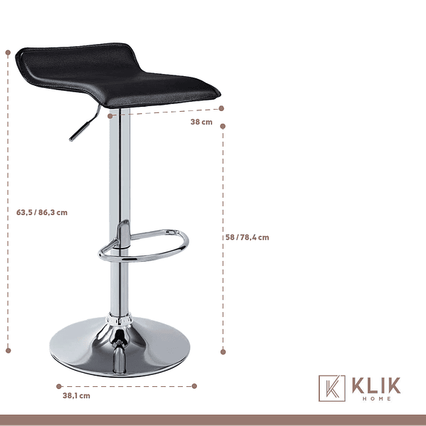Taburete Piso de Bar Ajustable Simply - Negro 5