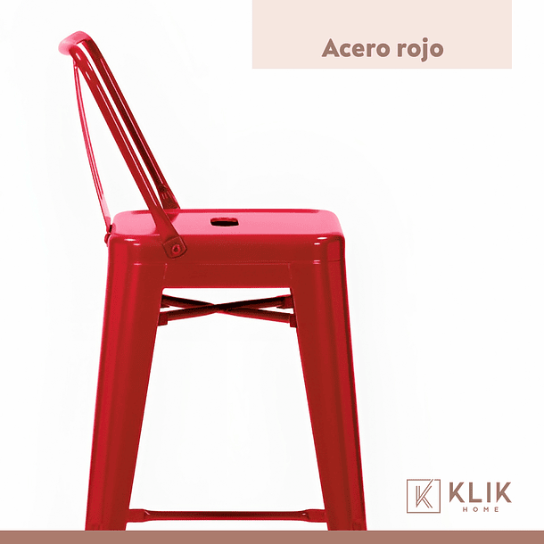 Taburete Tolix Acero con Respaldo - Rojo 8