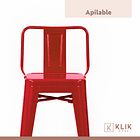 Taburete Tolix Acero con Respaldo - Rojo 9