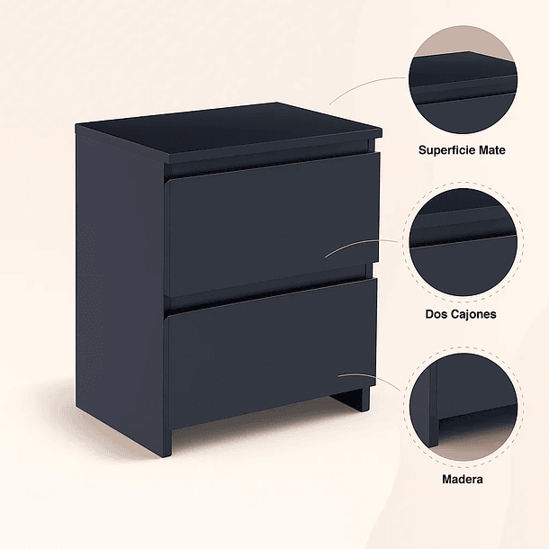 Velador Cajón Doble Minimal Oscuro 2.0 7