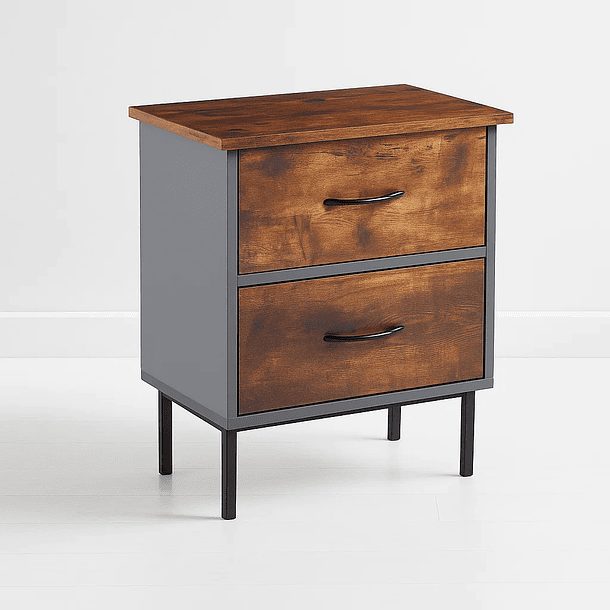 Velador Dos Cajones Metal Rústico 2