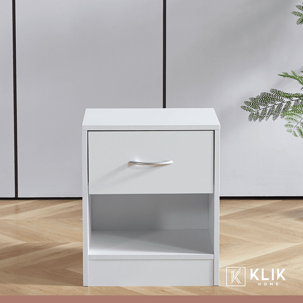 Velador Cajón y Espacio Almacenamiento Minimal Blanco 3