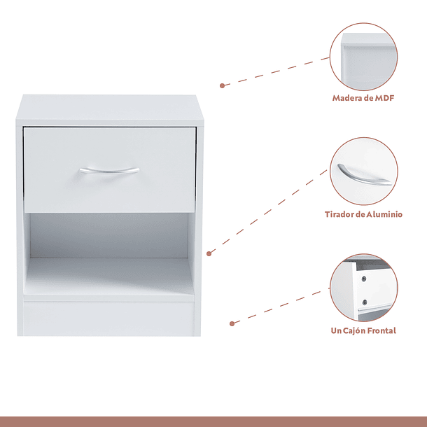 Velador Cajón y Espacio Almacenamiento Minimal Blanco 4