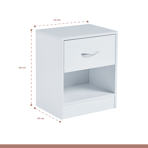 Velador Cajón y Espacio Almacenamiento Minimal Blanco 6