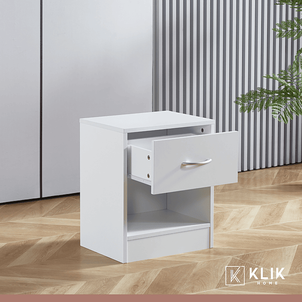 Velador Cajón y Espacio Almacenamiento Minimal Blanco 12