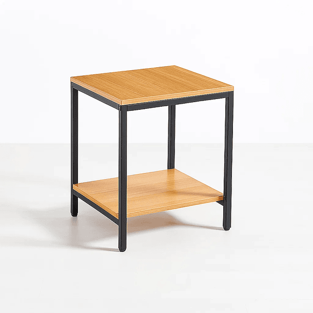 Velador Mesa Auxiliar Lateral de 2 Niveles - Madera Clara 1