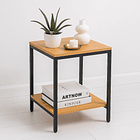 Velador Mesa Auxiliar Lateral de 2 Niveles - Madera Clara 4