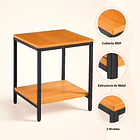 Velador Mesa Auxiliar Lateral de 2 Niveles - Madera Clara 8