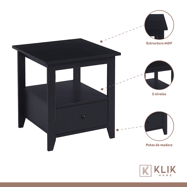 Velador Mesa Lateral Auxiliar con Cajón Bohemio 4