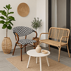 Silla Bistro Parisina Rattan con reposabrazos - Blanca con negro 4
