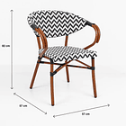 Silla Bistro Parisina Rattan con reposabrazos - Blanca con negro 5