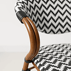 Silla Bistro Parisina Rattan con reposabrazos - Blanca con negro 7