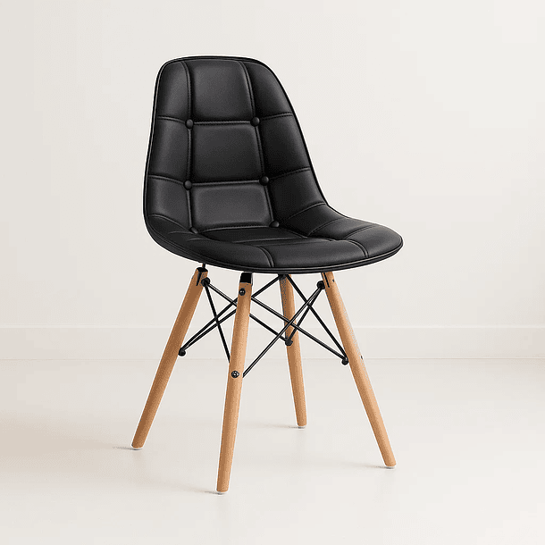 Silla Buckle Acolchada Ecocuero - Negra 1