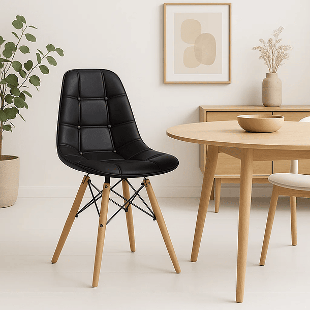 Silla Buckle Acolchada Ecocuero - Negra 2