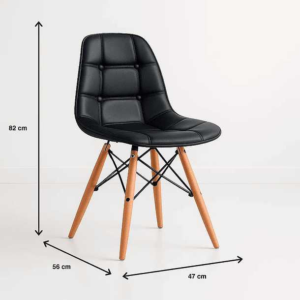 Silla Buckle Acolchada Ecocuero - Negra 4