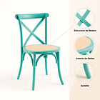 Silla Crossback Danubio Madera Rattan - Menta Vintage 7