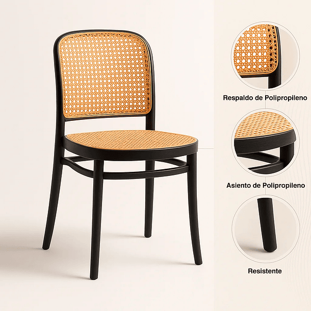 Silla Lombardía de Polipropileno - Negra 5