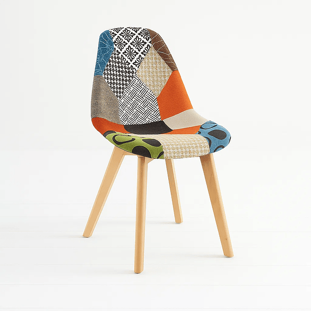 Silla Patchwork Acolchado Tela Wood - Naranja 1