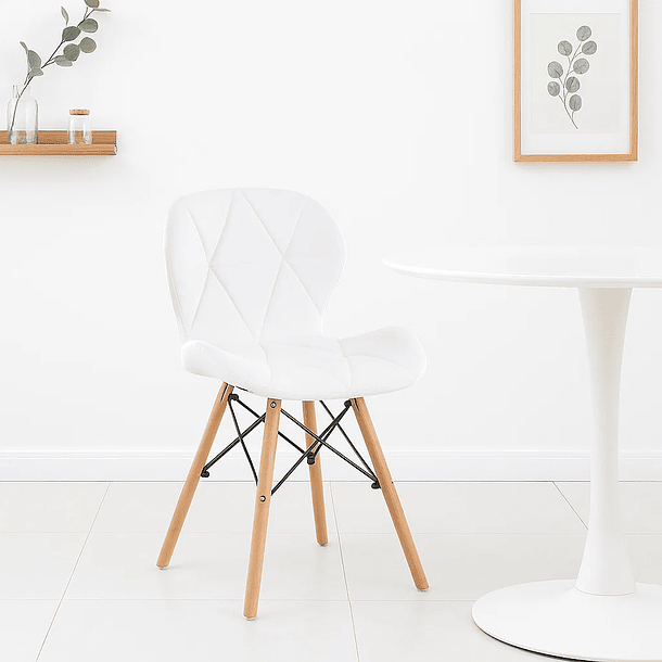 Silla Radar Acolchada Ecocuero - Blanca 3