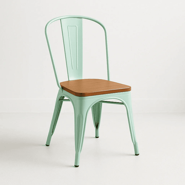 Silla Tolix con asiento de Madera Oscura Walnut - Menta 1