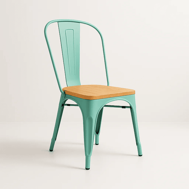 Silla Tolix con asiento de madera clara - Menta 1