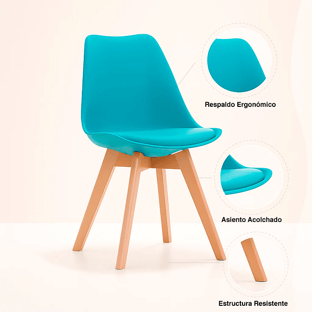 Silla Tulip Acolchada - Turquesa 7
