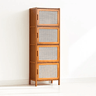 Vitrina EcoLuxe de Bambú y Ratán Sintético 4 Niveles 1