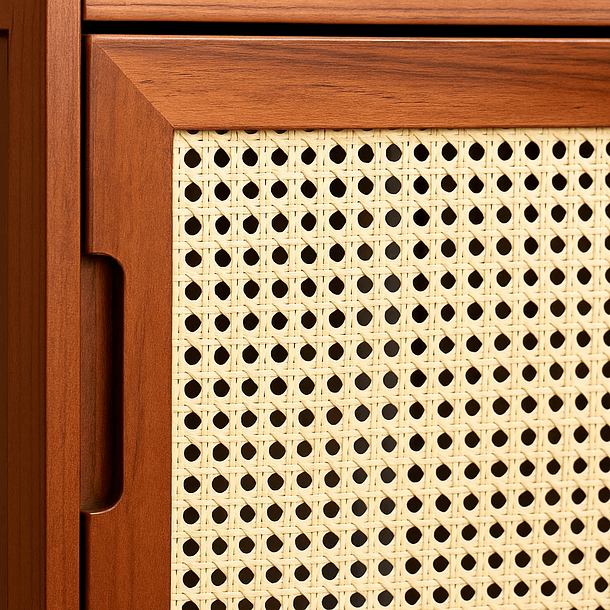 Vitrina EcoLuxe de Bambú y Ratán Sintético 4 Niveles 6