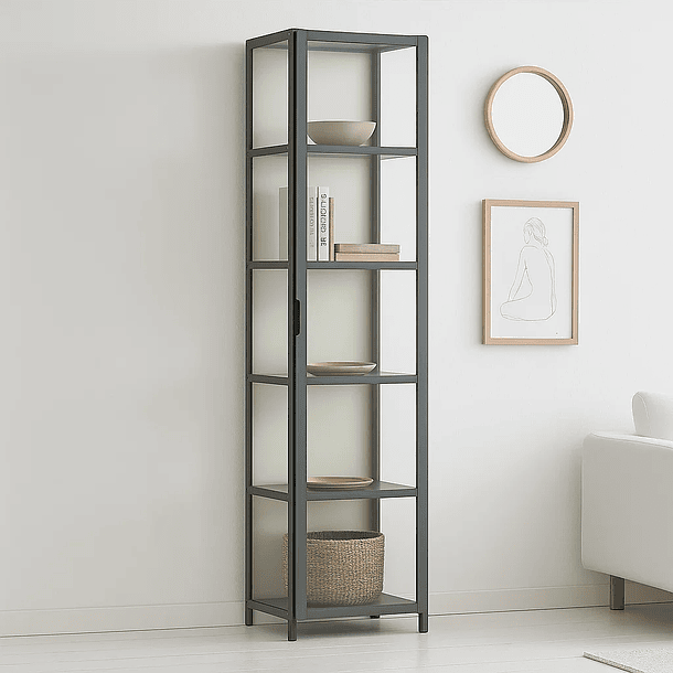 Vitrina BambooLine Estrecha con Puertas Acrílicas 5 Niveles 2