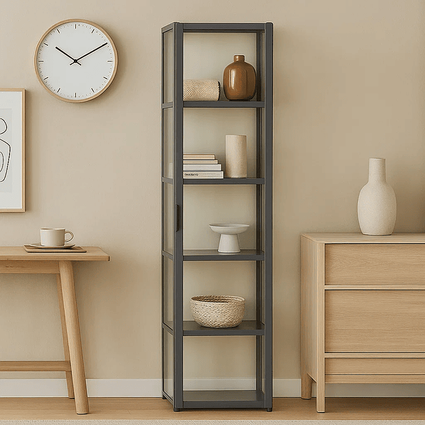 Vitrina BambooLine Estrecha con Puertas Acrílicas 5 Niveles 3
