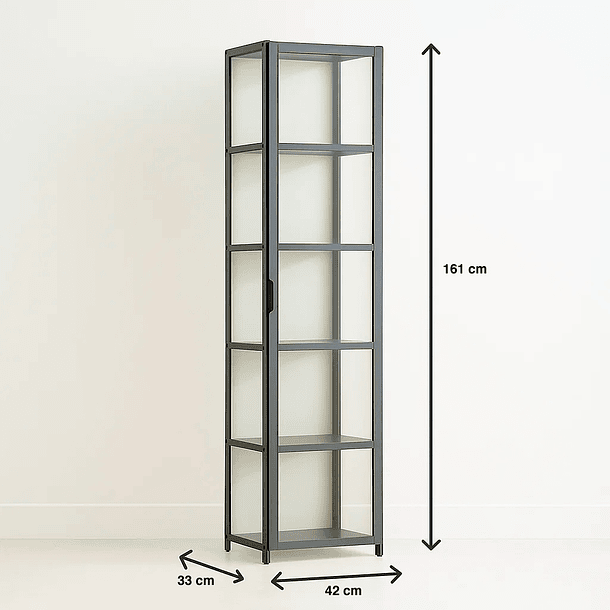 Vitrina BambooLine Estrecha con Puertas Acrílicas 5 Niveles 4