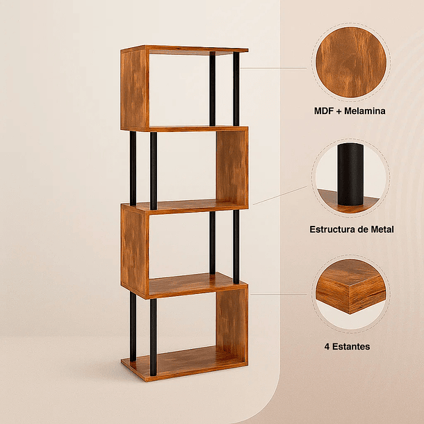 Estantería Decorativa 4 Niveles ZigZag Rack 5