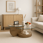 Mesa de Centro DuoGlass con Bases de Madera y Superficie de Vidrio 4