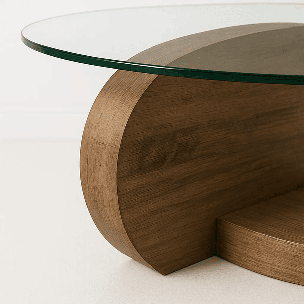 Mesa de Centro DuoGlass con Bases de Madera y Superficie de Vidrio 7